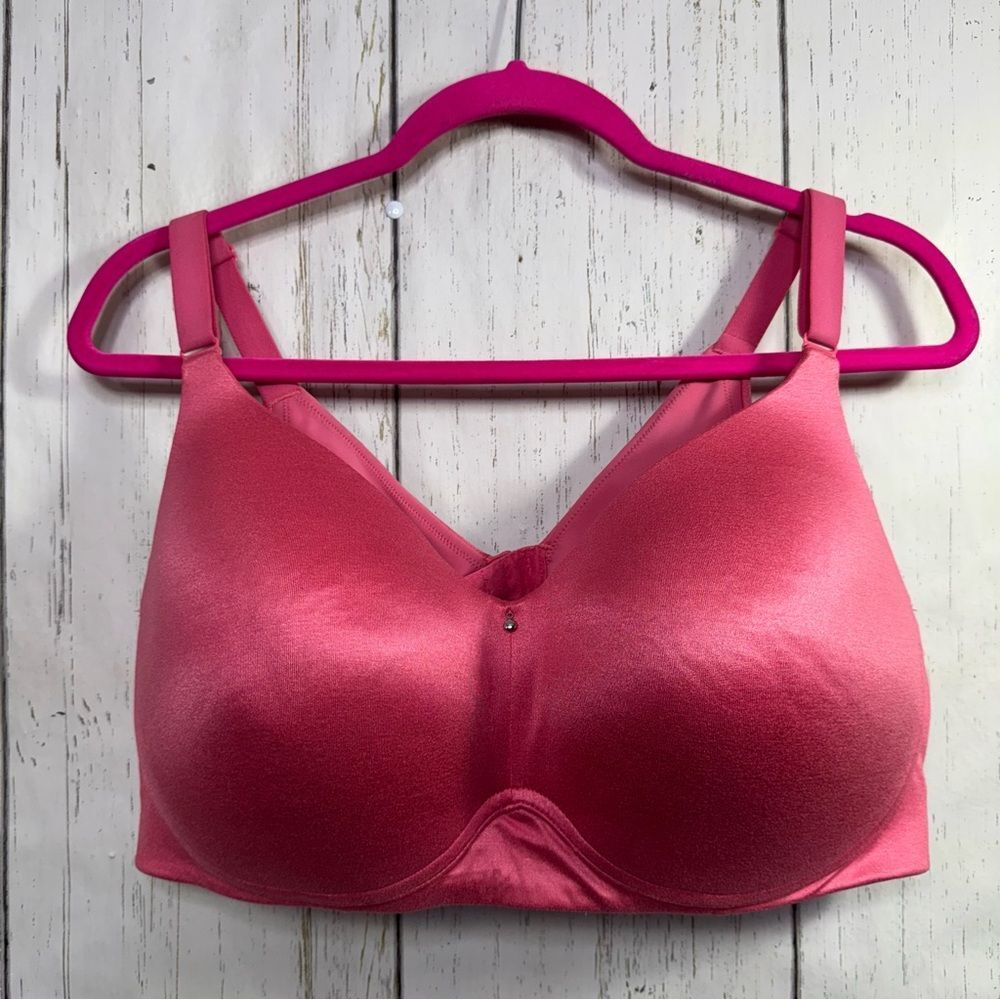 Cacique Womens Pink Bra Full Coverage No Wire Lightly Lined Molded Cups Comfy